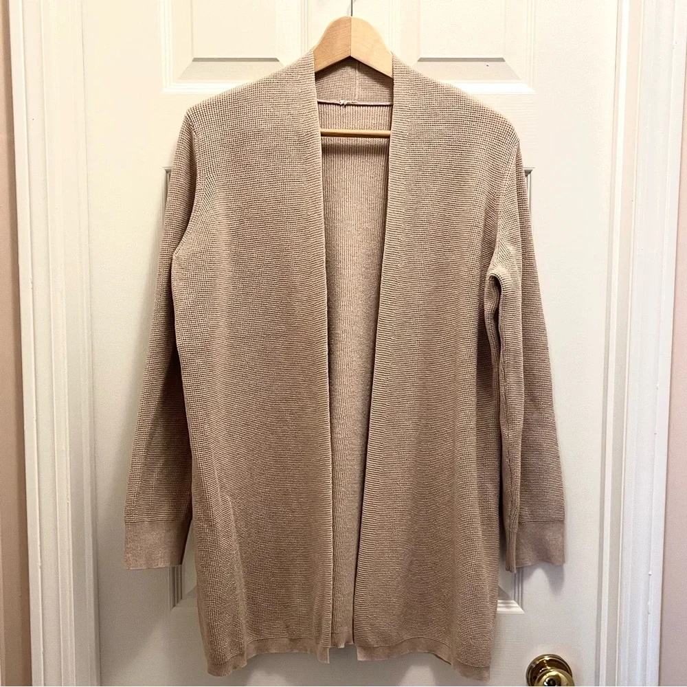 Cyrus Waffle Knit Open Cardigan Beige Neutral Size L - Picture 5 of 8